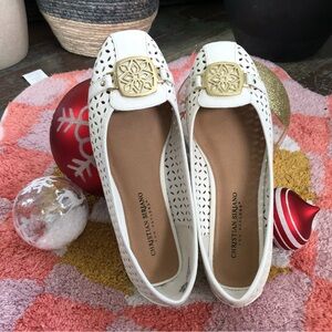 Christian Siriano White Flats, Size 7 1/2